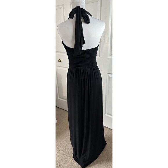 BCBG Paris Black Halter Evening Gown Formal Maxi Ruched Top Dress Lined Size 6 - Picture 4 of 6